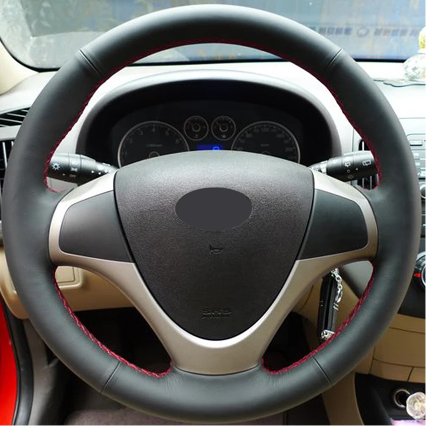 Hand-stitched Black Leather Car Steering Wheel Cover for Hyundai i30 Elantra Touring 2007 2008 2009 2010 2011 2012