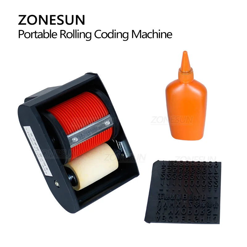 ZONESUN Handheld Production Date Printer Batch Number Coder Portable Rolling Coding Machine for cartons