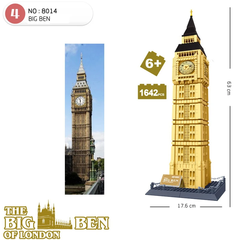 1642pcs Brick Model London Big Ben World Construction Building Blocks Creative Architecture Gift Toys Kids For Children