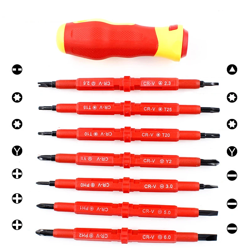 8 Pcs Insulated Screwdriver Set Screw Driver Bit Magnetic Phillips Slotted Screwdrivers Screw Holder Repair Tool