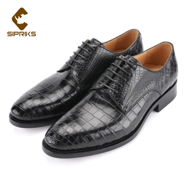 

Sipriks Mens Real Crocodile Skin Leather Shoes Italian Handmade Goodyear Welted Dress Shoe Luxury Brand Boss Business Gents Suit