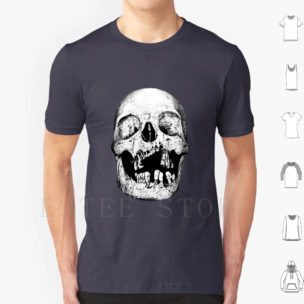 Skull Missing Teeth T Shirt DIY Big Size 100% Cotton Skull Original Halloween Toothless Spooky Bones Death Dark Metal Goth