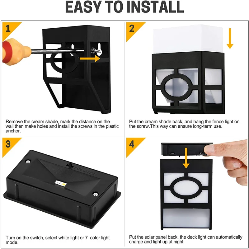 Imagem -05 - Luzes Solares Decorativas Rgb para Áreas Externas sem Fio para Cerca e Pátio