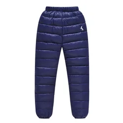 Boys down wadded trousers kids stripe pattern Girl warm pants child windproof waterproof winter Long thickness pants for 1-12T