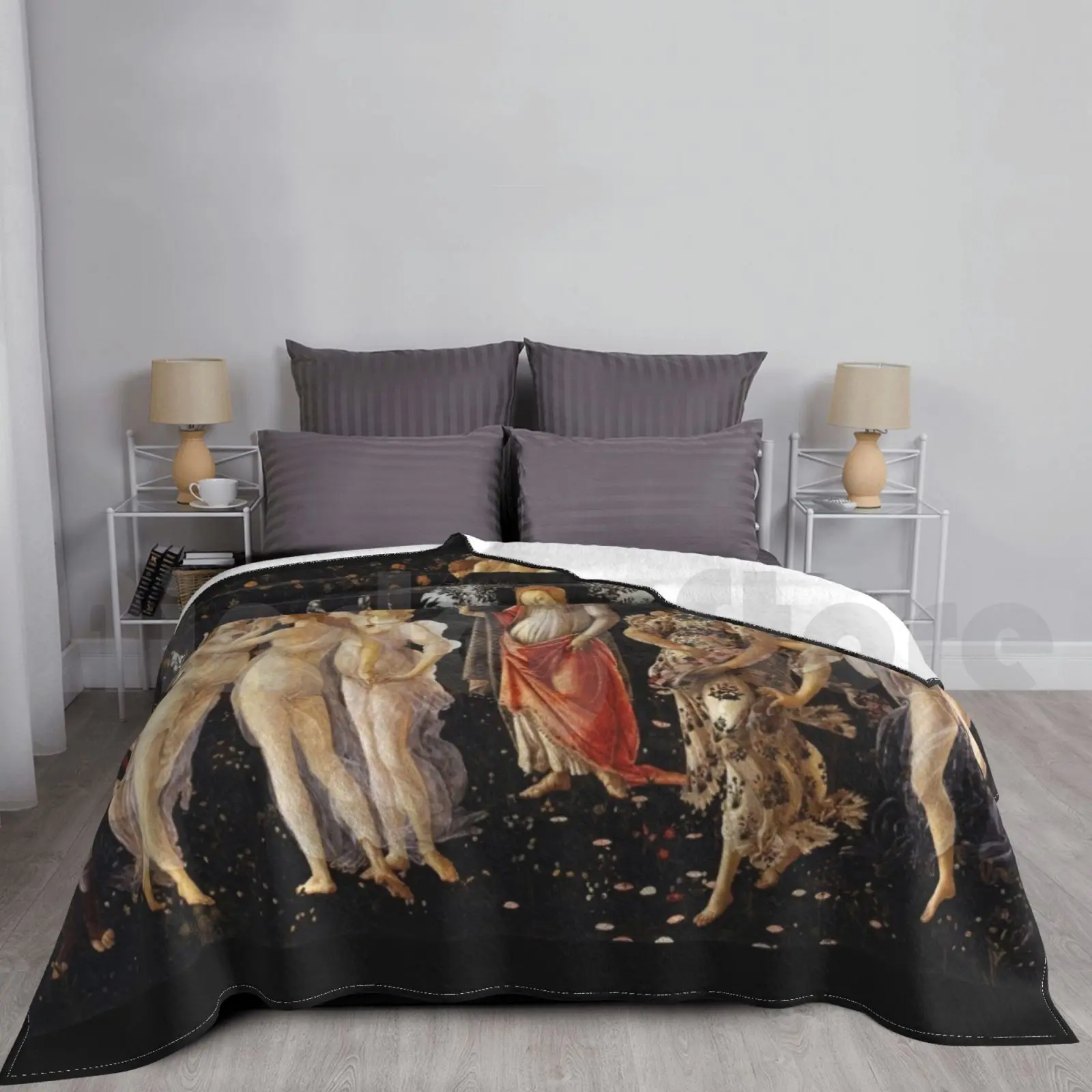 Sandro Botticelli-Primivera-Spring Blanket For Sofa Bed Travel Sandro Botticelli Primivera Spring Botticelli