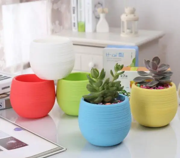 7*7cm Mini Round Plastic Flower Pot Garden Decor Micro Landscape Planter Unbreakable Flowerpot