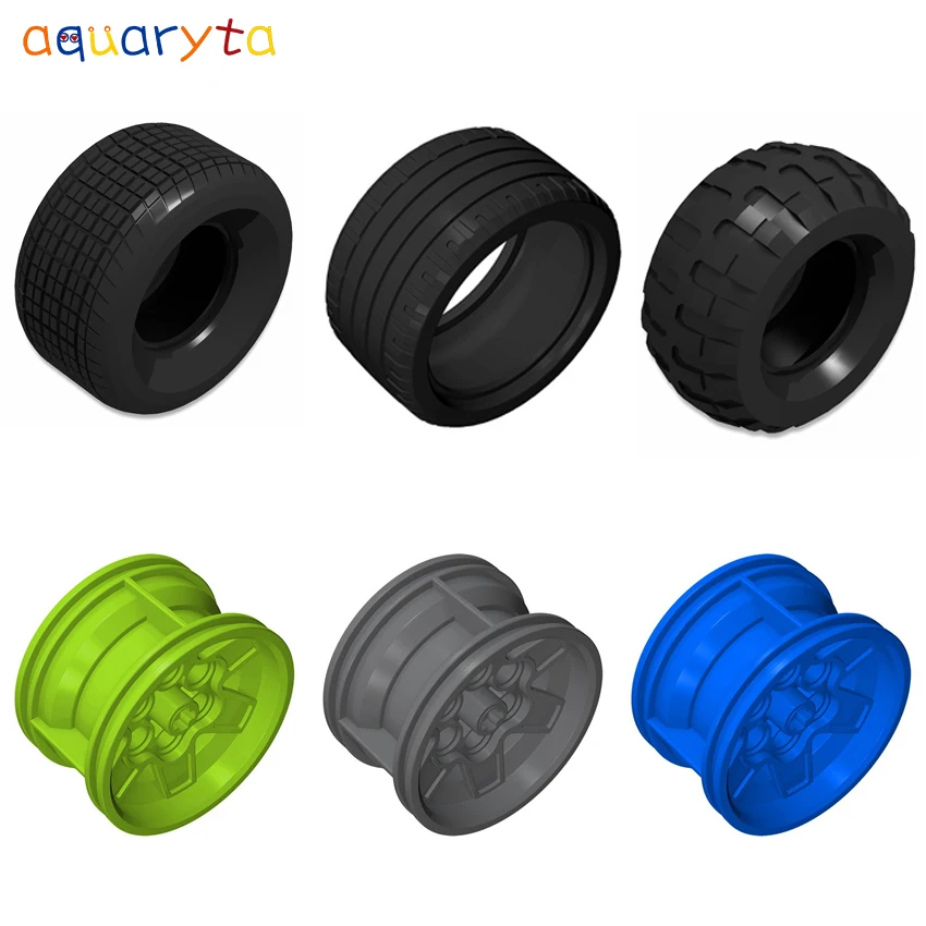 

AQUARYTA 4pcs Technology Building Block 43.2x26mm Wheel Hub and Tire of Different Sizes Compatible 56908 18450 45982 61480 41897