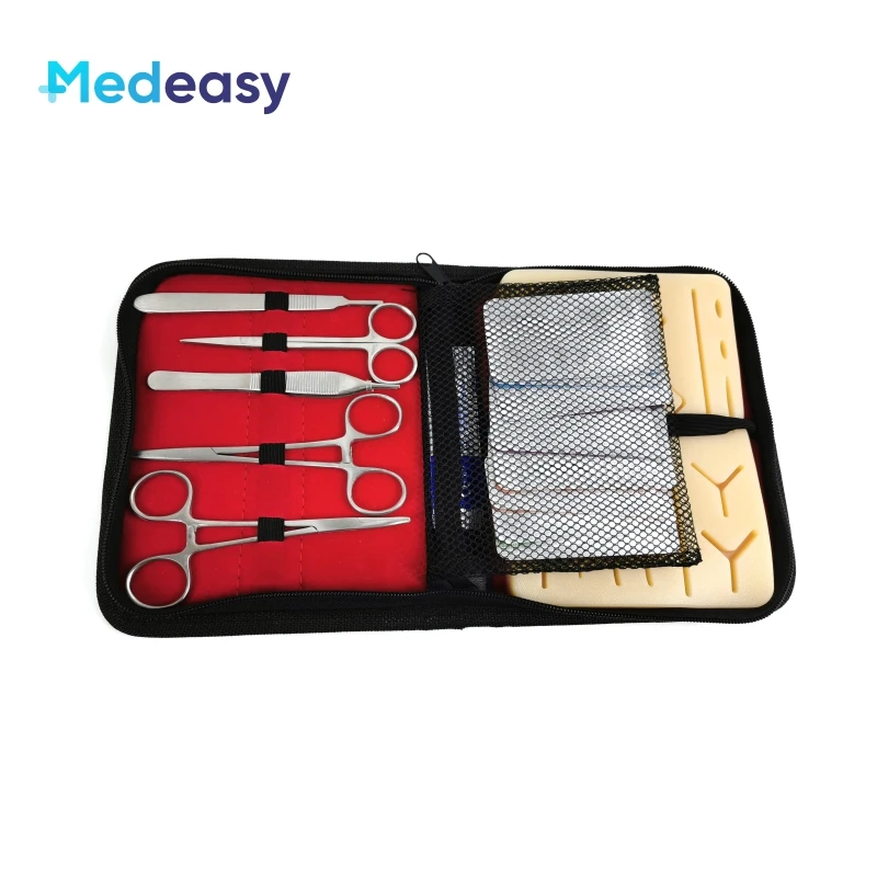 Medical Students Suture Practice Kit, Treinamento cirúrgico com almofada da pele, Modelo de ferramentas