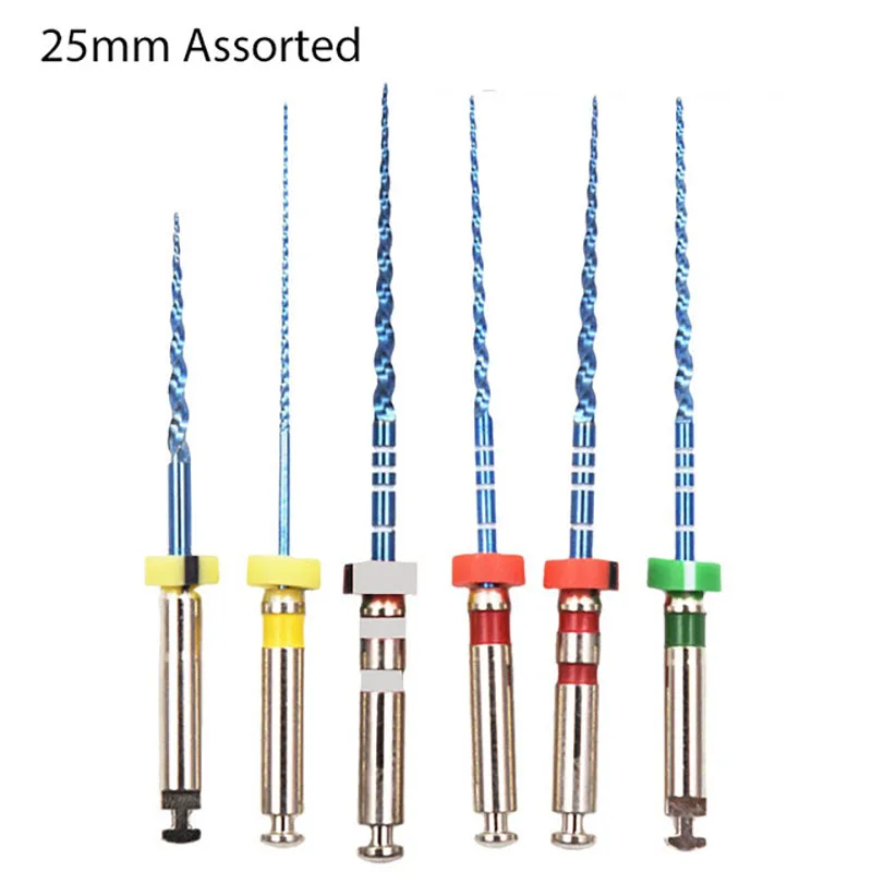 6 sztuk/paczka Dental aktywowany cieplnie silnik użyj plików kanału korzeniowego Endo tworząc niklowo-tytanowe 21/25mm 04 06 Taper endodontyczne narzędzia