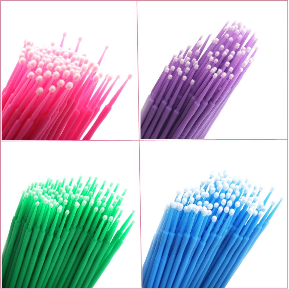 100PCS Disposable Mini Micro Eyelash Brushes for Eyelash Extension Cleaning Individual Lash Removing Tools Swab Applicators Tool