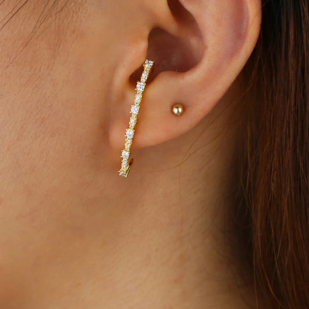 gold silver color micro pave white cz Long bar stud earring simple geometric women fashion jewelry wholesale image 5
