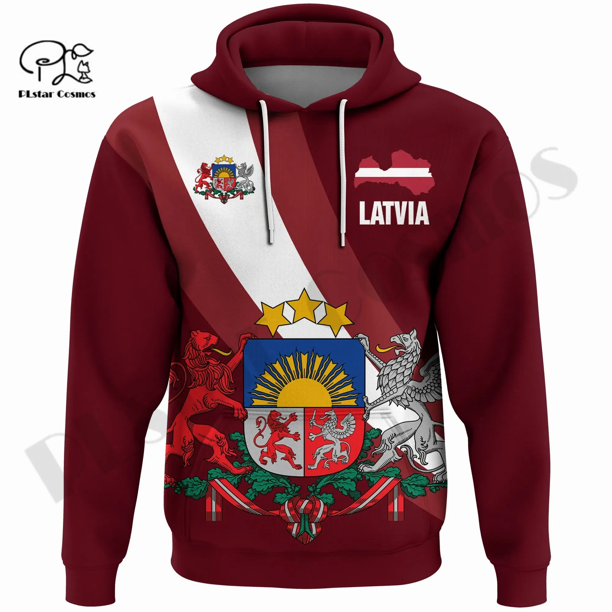 PLstar Cosmos 3DPrint Newest Latvia Country Flag Unique Men/Women Premium Hrajuku Casual Streetwear Hoodies/Zip/Sweatshirt W-6