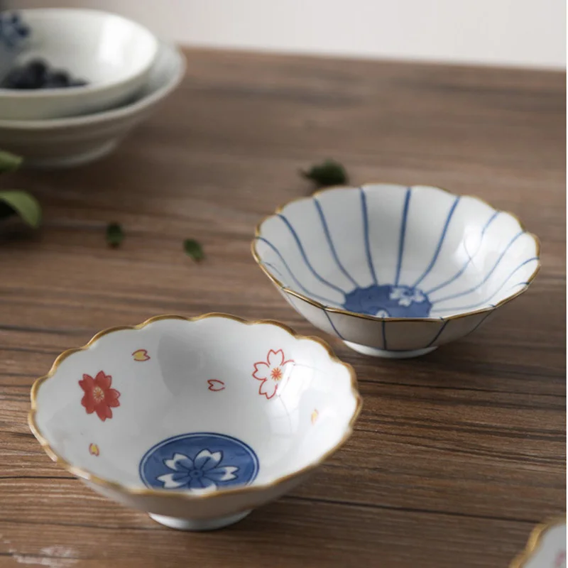 Small Cute Ceramic Flower Shaped Dessert Bowls, Handmade Fruit, Ice Cream Dishes, Eco Friendly Japanese Tableware