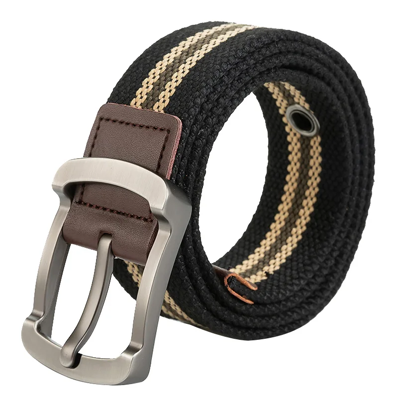 

New Unisex Canvas belt Men's Pin Buckle Belt Young students All-match Casual Weave Canvas Men Belt 110-130cm