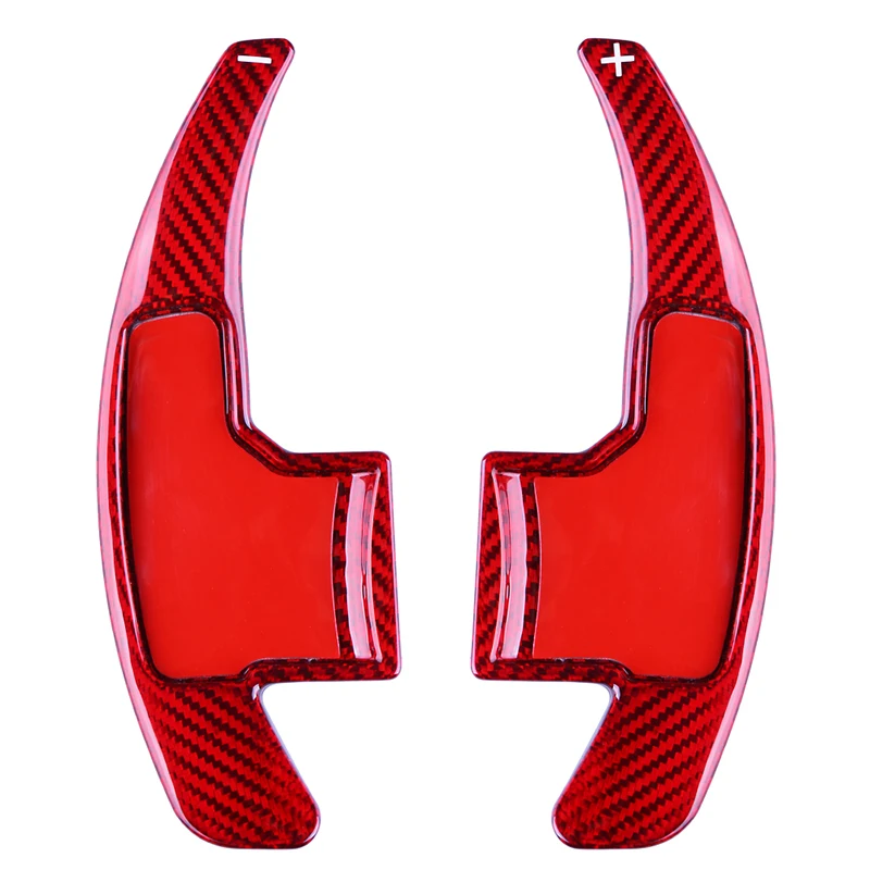 

2Pcs Black/Red Carbon Fiber Car Steering Wheel Shift Blade Paddle Shifter Extension For Ford Mustang 2015-2020 Car Interior