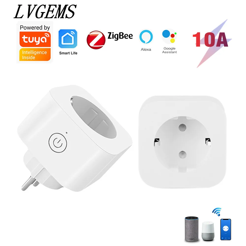 

Tuya ZigBee Smart Plug Socket EU Plug Power Monitor Works With Alexa Google Home