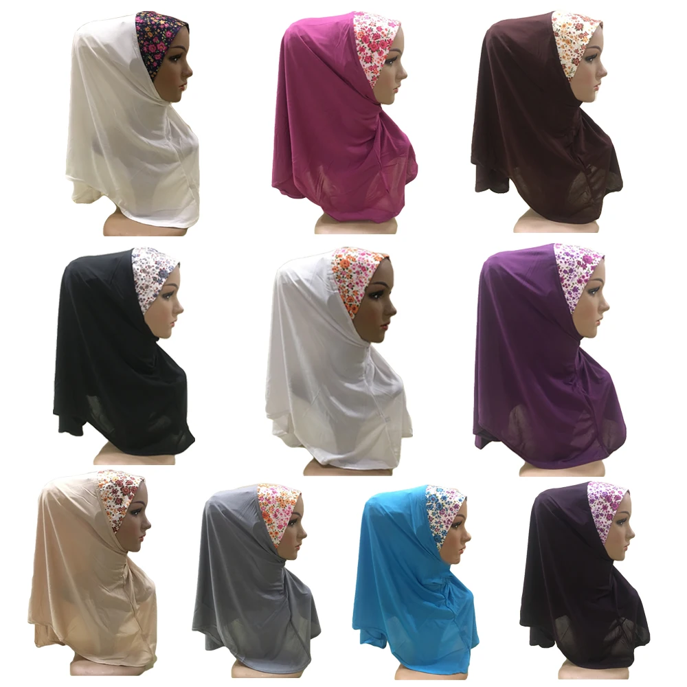 Muslim Ramadan Women Hijab Niquabs Amira Arab One Piece Headscarf Khimar Arab Islamic Head Wrap Turban Paryer Hat Shawl Bandanas