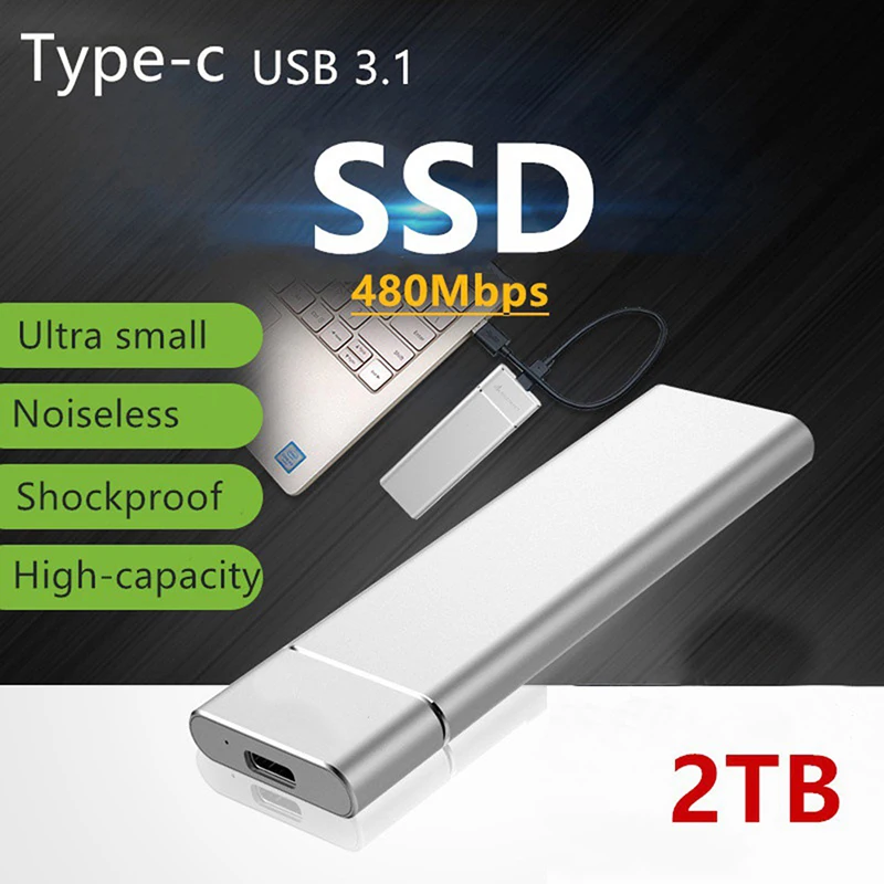 Original 2TB ภายนอก SSD 1TB 500GB Solid State Drive USB 3.1ภายนอก SSD Typc-C แบบพกพา