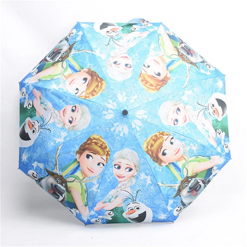 Disney Cartoon Umbrella Frozen Elsa Ann Mickey Minnie Mouse TriFold Umbrella Student Boy Girl Adult Sunscreen Kids Umbrella Gift