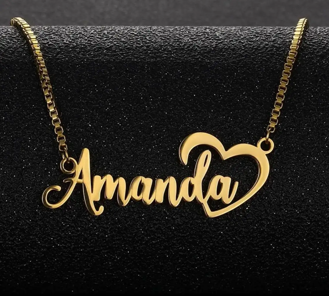 

GoldButterfly Real Gold Plating Jewelry For Women 2021Custom Name Necklace Choker Necklaces With Heart Charm Valentines Day Gift