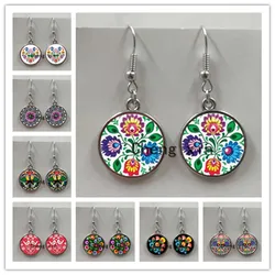 Polish folk art pattern earrings fashion jewelry modern paper-cut element floral earrings girl