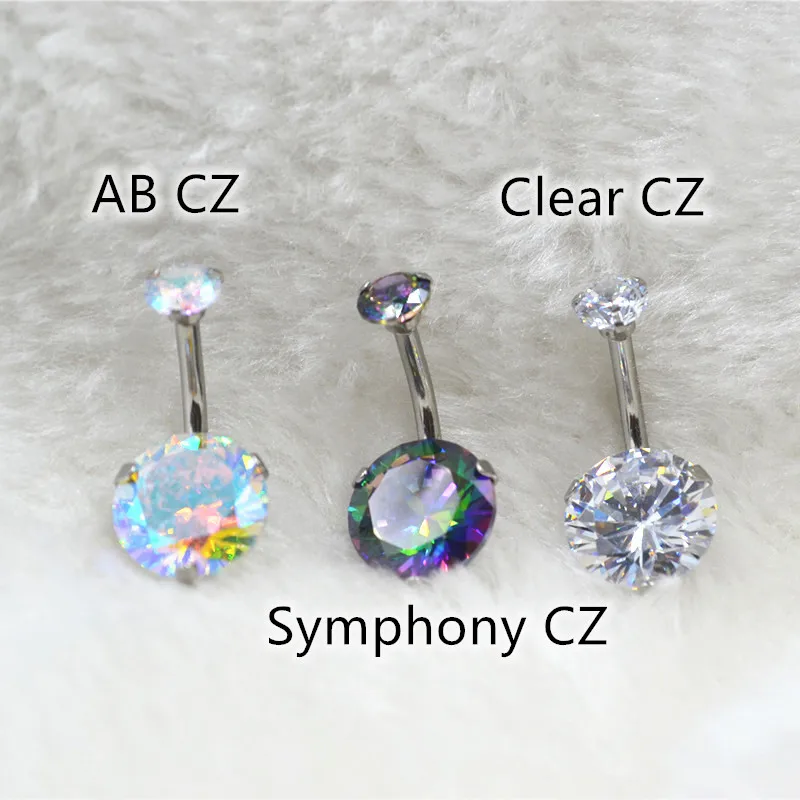 

50 шт., хирургическая сталь, двойной AAA, 10 мм, большой CZ, кольцо для пупка, кольцо для пупка с внутренней резьбой, кольца для пупка, украшения для пирсинга, 14 г