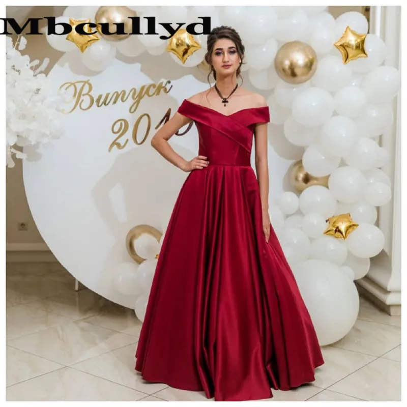 

Mbcullyd Red A-line Long Prom Dresses 2023 Sexy Off Shoulder Imported Evening Dress For Women Cheap Plus Size robe dubai soiree