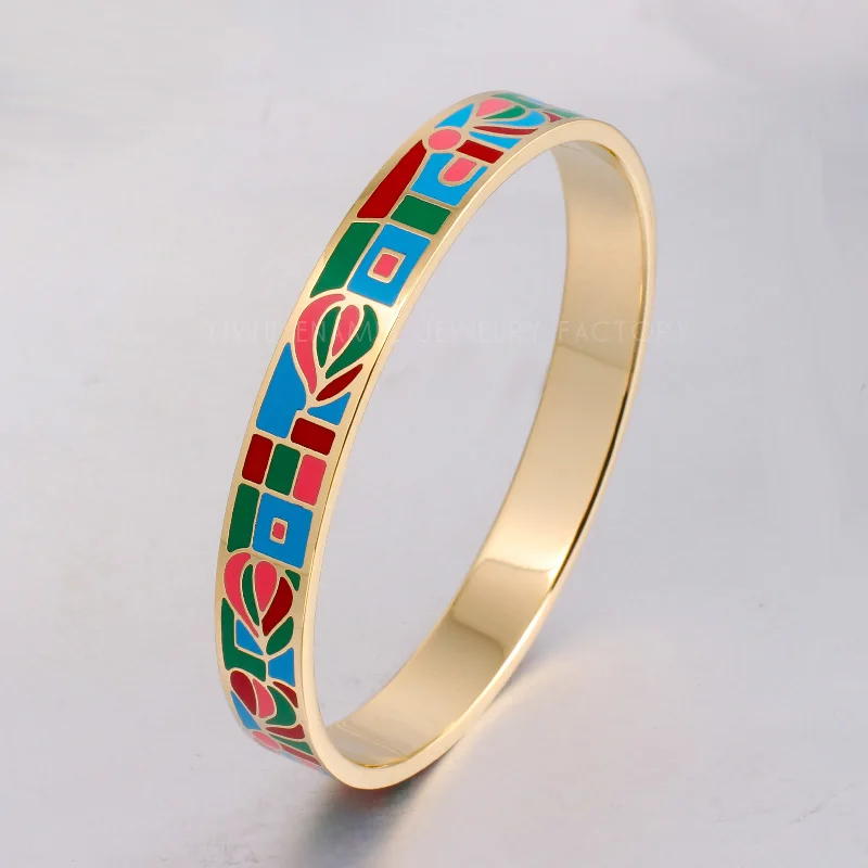 Elegant Designer Filled Color Bangles for Women Stainless Steel Jewelry Ethnic Jewelry Enamel for Bracelets