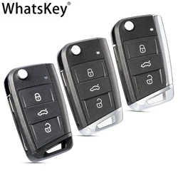 WhatsKey Flip Key Folding remote Car Key Shell Cover Case For VW Golf 7 Mk7 Passat Beetle Bora Polo Seat Leon Skoda Octavia