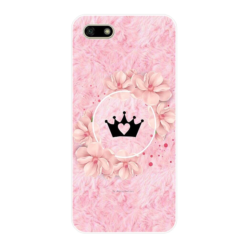 346FG pink Crown Princess Luxury design Soft Silicone Tpu Cover Case for huawei Honor 7a 5.45 pro 5.7 7c 7x y5 2018 case