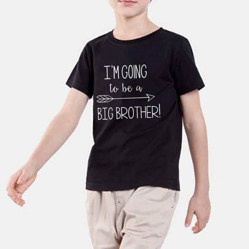 Funny I\'m Going to Be a Big Brother Boys Clothes Baby Anouncement Black T-shirts Short Sleeve Cotton Children T-shirt 2-10T