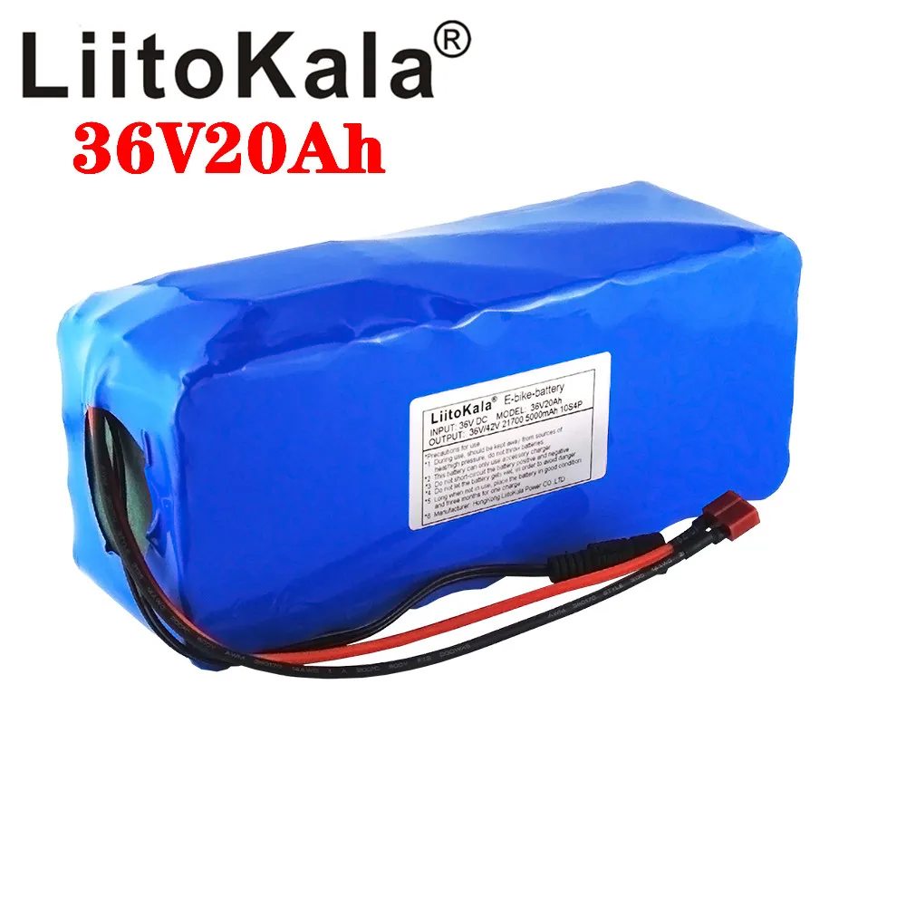 LiitoKala 36V 20Ah battery 21700 5000mah 10S4P  pack 500W high power  42V 15000mAh Ebike electric bicycle BMS