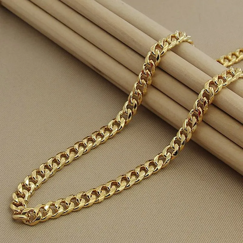 24k Gold Men Cuban Chain Necklaces Hip Hop Jewelry Wholesale Gold Color Long Big Chunky Necklace 20-36 inch