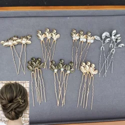 New Women Leaf U Shape Hairpins Metal Barrette Clip Wedding Bridal Hair Jewelry Accessories Fashion Hairstyle Design Tools