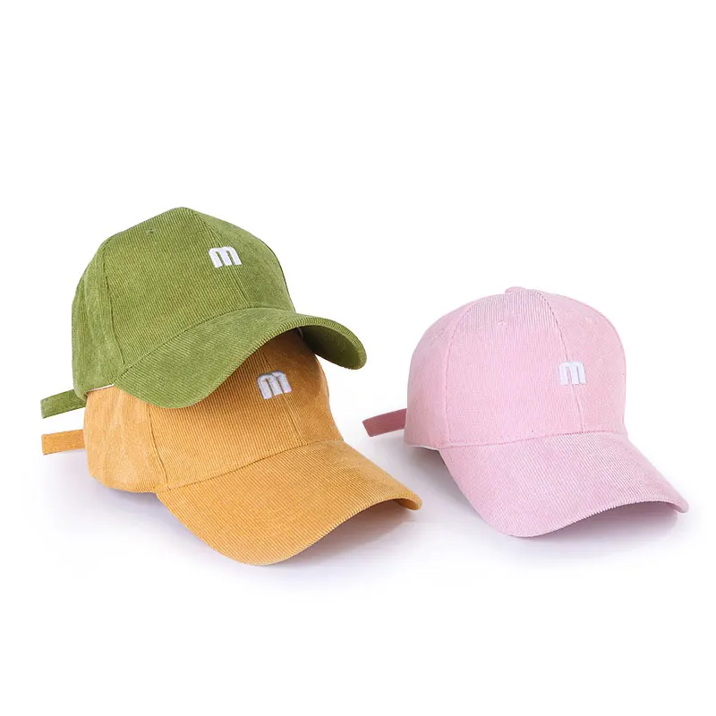 New Winter Women Thick Corduroy Caps M Letter Embroidery Baseball Cap Fashion Men Warm Cap Adjustable Outdoor Casual Hat