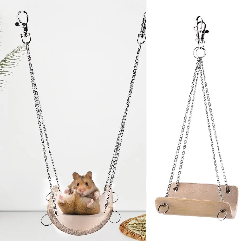 Hamster Toys Swing Hanging Gadget Wooden Cage Accessories Supplies Amuse Mouse Wooden Swing For Hamest Guinea Pig Small Pet Toy