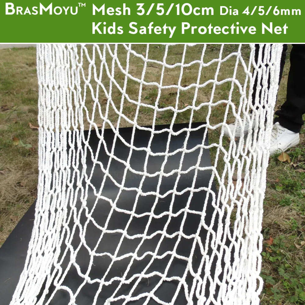 BRASMOYU Dia 4/5/6MM Mesh 3/5/10CM Kids Outdoor Climbing Net Plant Fence Rope Netting White Cargo Mesh Garden Protective Nets