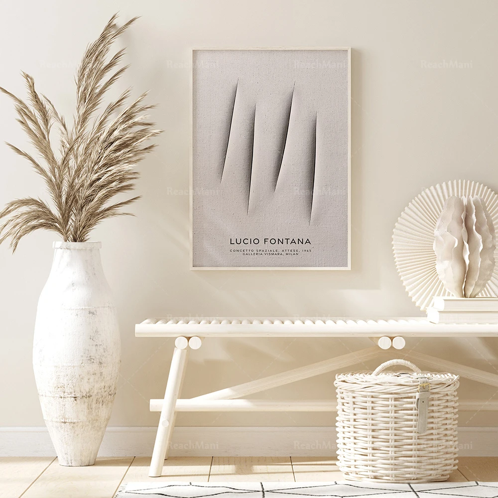 Lucio Fontana Exhibition High Quality Print | Lucio Fontana Abstract Art Poster | Lucio Fontana Modern Minimalist Poster