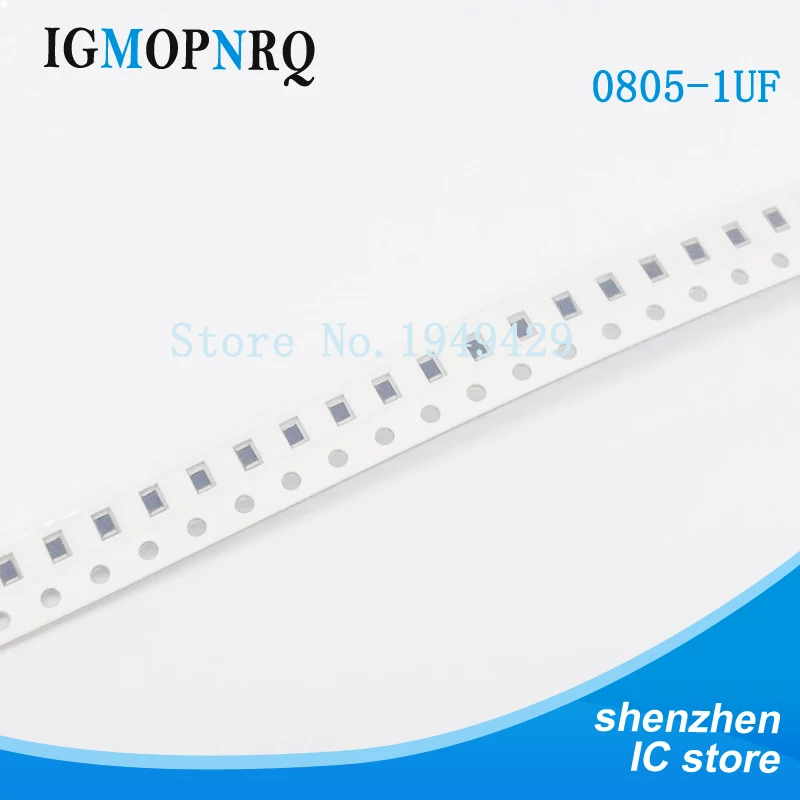 100PCS/LOT 1uf Error 10% 50V 105 1UF 0805 SMD Thick Film Chip Multilayer Ceramic Capacitor