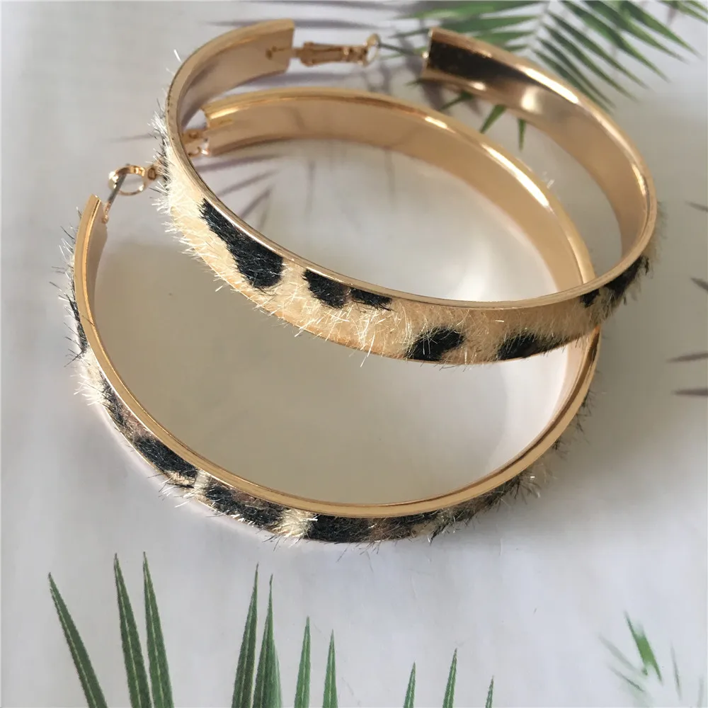 High Quality Personality Exaggerate Big Hoop Earrings Snake Leopard Zebra Skin Print Hoop Earrings for Women Special Party