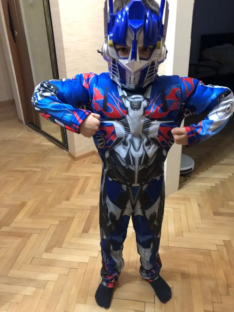 Halloween Kid Boys Optimus Prime Superhero Costume Purim Chest Muscle Jumpsuit Book Week Children's Day Fancy Dress