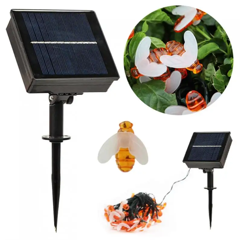 50 LED 10M Simulation Honey Bees Solar Power String Lamp Battery Garlands Fairy Lights Garden Christmas Holiday Decor Outdoor