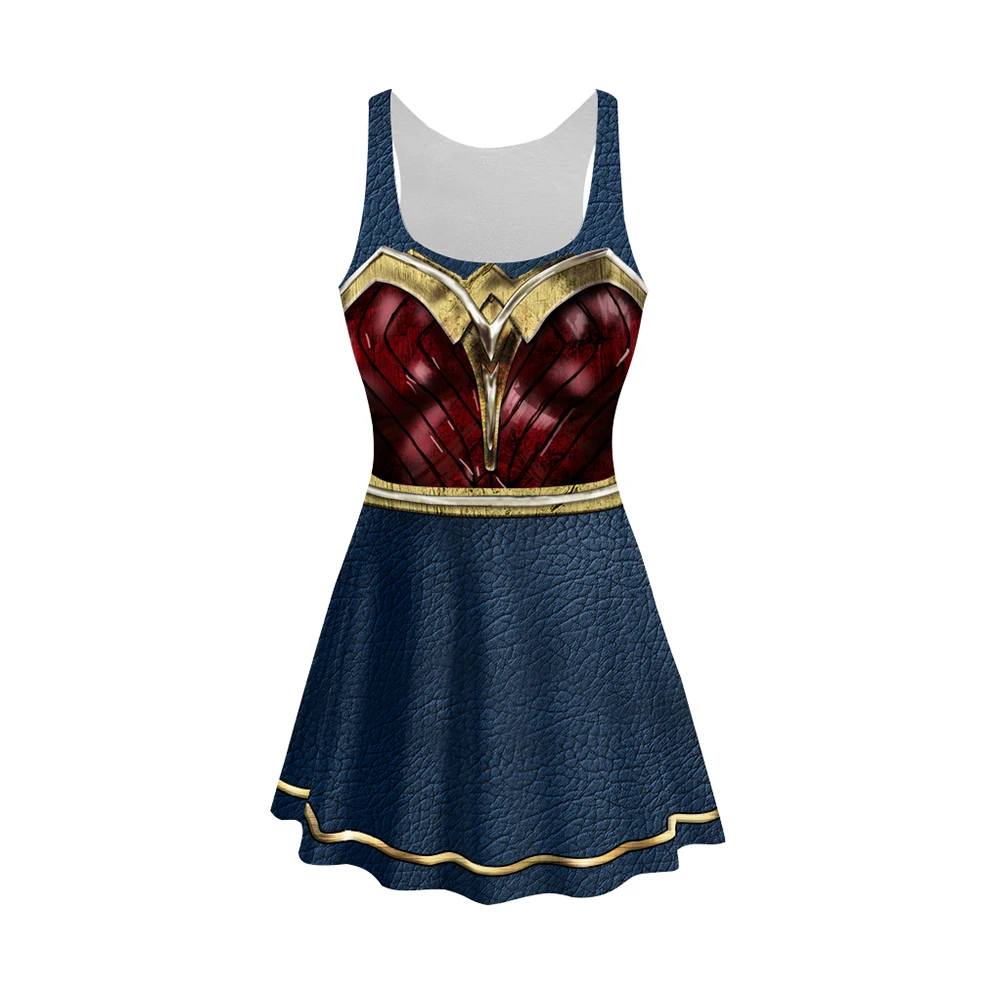 Nadanbao-traje de baño de Halloween para mujer, traje de baño de una pieza con estampado 3D del amanecer de la justicia, superhéroe, Wonder DC