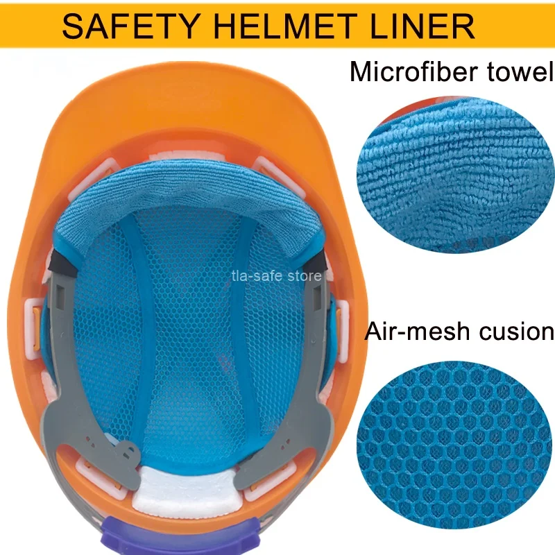 

Protective Safety Helmet Accessories Liner Sweat Inner Pad Ventilation Crash Hard Hat Lining Washable Blue Polyester Sports