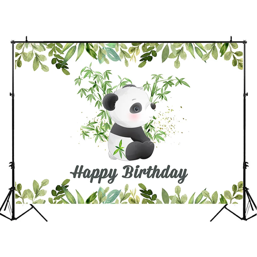 Mocsicka Gấu Trúc Chủ Đề Sinh Nhật Vui Vẻ Phông Nền Xanh Lá Tre Cho Bé Bánh Sinh Nhật Đập Tan Đảng Nền Chụp Ảnh Photocall