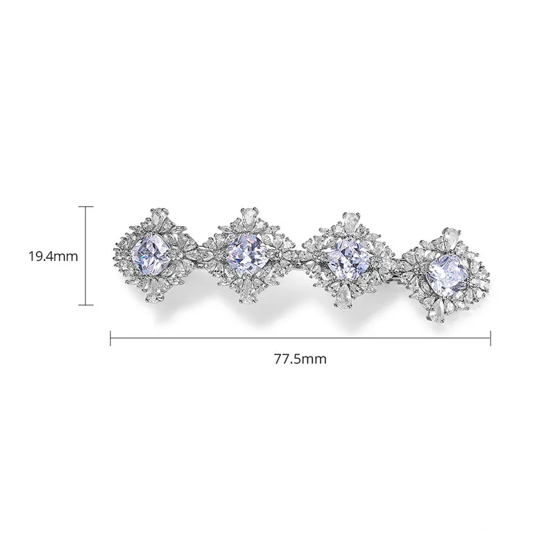 FXLRY Elegant Shinny AAA Cubic Zircons Hair Clips for Women Four Crystals Top Quality Bridal Wedding Jewelry