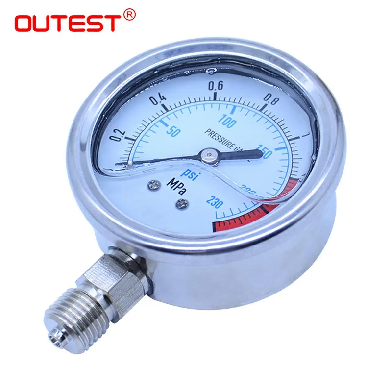 OUTEST Air Compressor Pneumatic Hydraulic radial stainless steel manometer pressure gauge Air oil water Hydraulic Pressure gauge