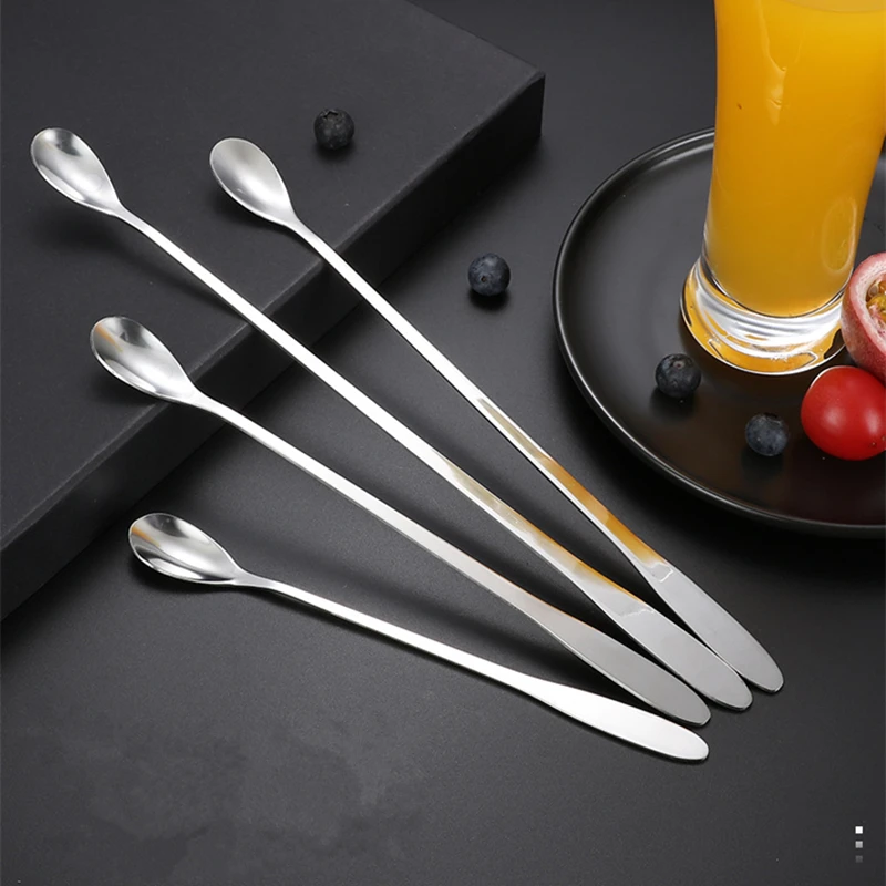 Long Handle Stainless Steel Coffee Spoons Tea Milk Ice Cocktail Wine Stirring Teaspoon Mini Scoops Utensils for Kitchen