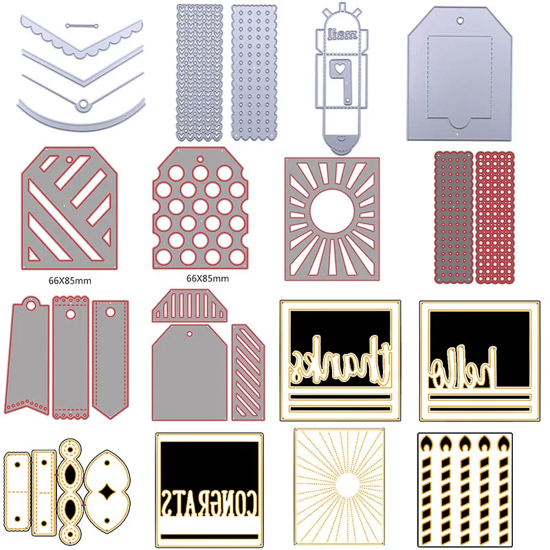 Molde de corte de metal com letras em inglês,