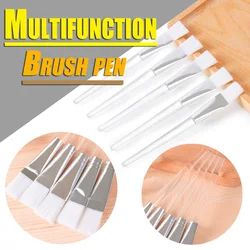 100 Pcs Transparent Soft Brush Set Beauty Makeup Brush DIY Oil Painting Watercolor Brush Metal Ring Nylon Brush